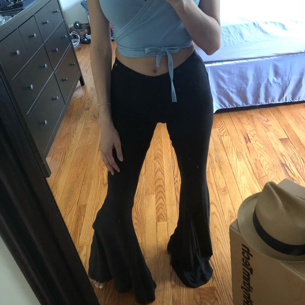 Brandy Melville Black Suede Flare Pants